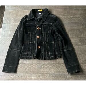 Tulle Black corduroy Blazer with Brown Buttons